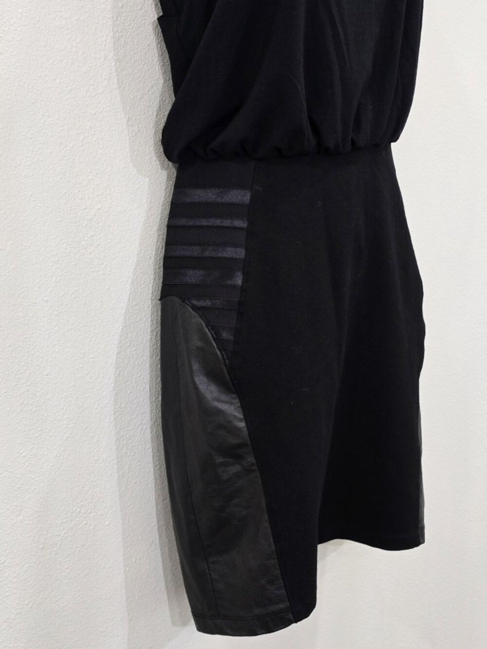 Alice + Olivia Black Viscose Leather Trim Nicky Layered Blouson Tank Dress NWT - Picture 10 of 16